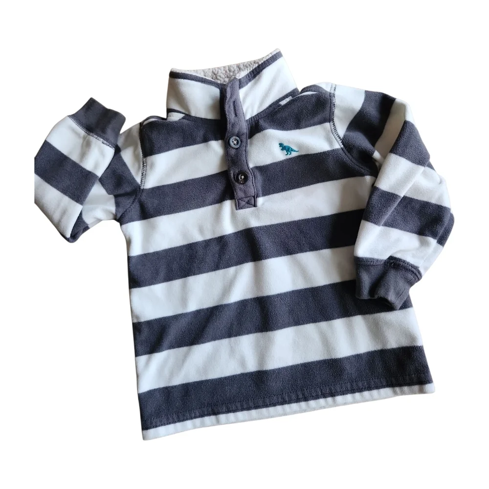 Carter's Fleece Top + Jogger Set 2T Stripes Gray Ivory
